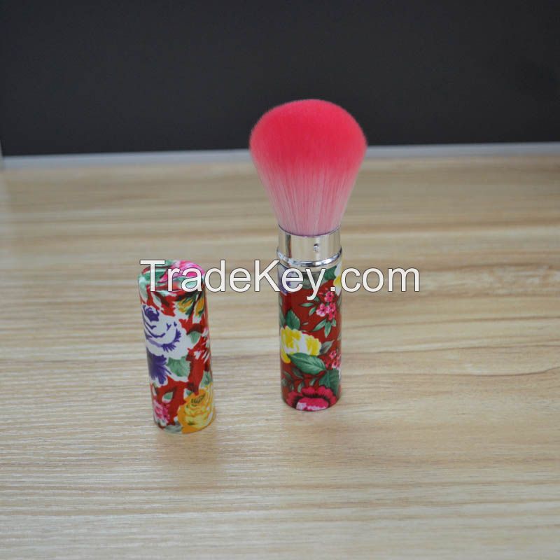 Fiber retractable makeup brush red colorful flower design hot product