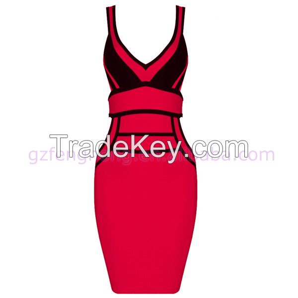 New style arabic evening dress the most beautiful red and black bodycon dress