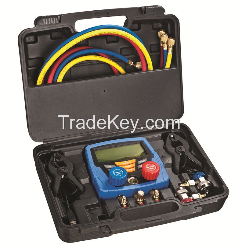 Auto air conditioner repair tool, R134A digital manifold gauge set