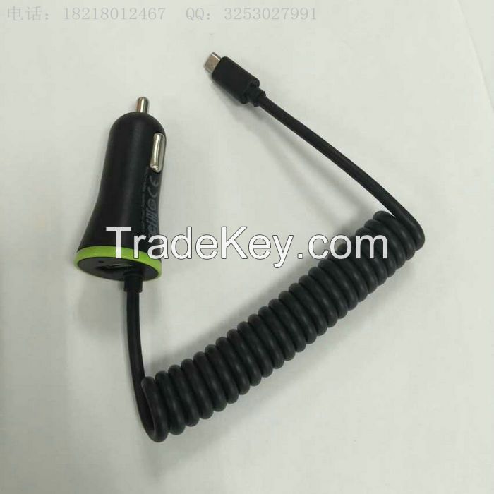 Car Charger with 3.4A , with fixed spring wire  