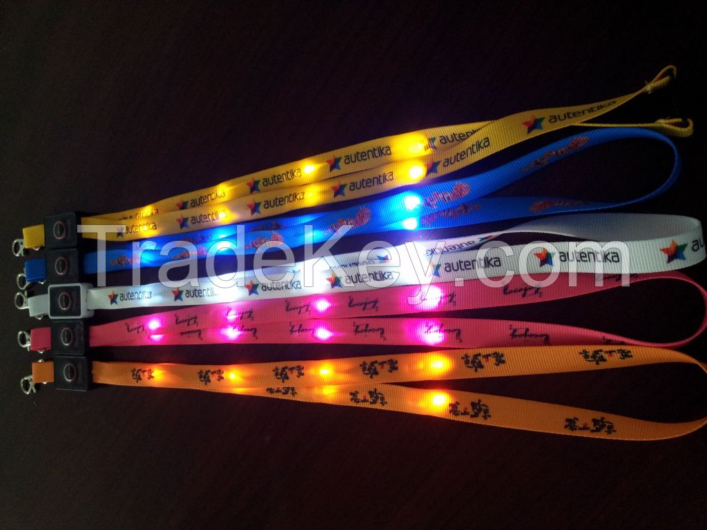 Colorful Led Lanyard, LED Glowing Lanyards, Promotional light up lanyards