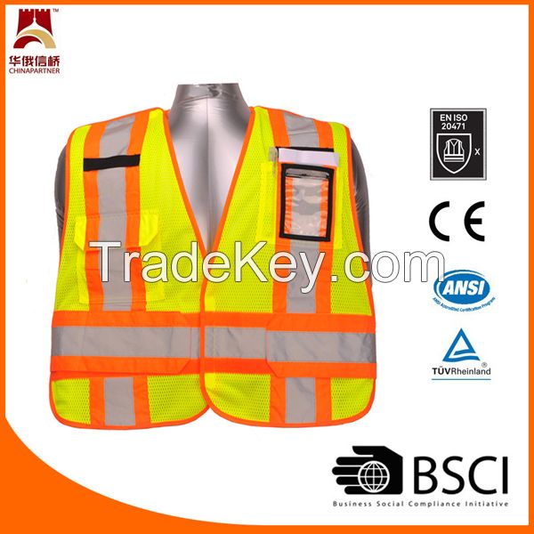 1 Band 2 Brace Siliver Reflective Tape Hi Vis Safety Vest