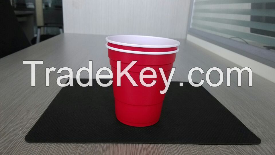 285ml red-white disposable plastic cup