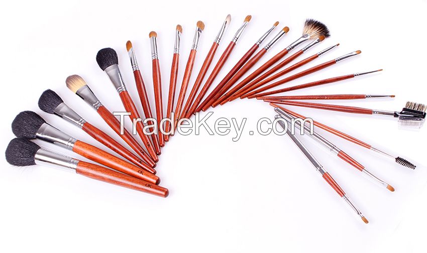 23 pcs luxurious and professional makeup brush set with red wood handle private label accepted