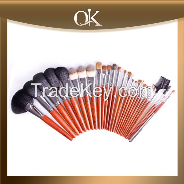 27 pcs luxurious and professional makeup brush set with red wood handle private label accepted