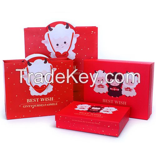 beautiful and cartoon printing gift paper box with gift bag for wholesale or custom make