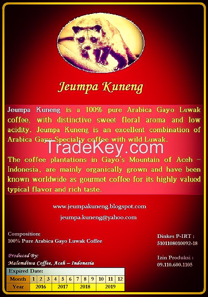 Jeumpa kuneng - arabica gayo luwak civet coffee