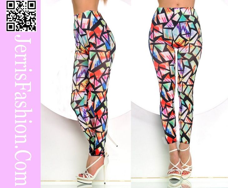 High Quality Slimming Sexy Colorful Geometric Figure printed leggings