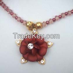 Rose Pendant Beaded Necklace