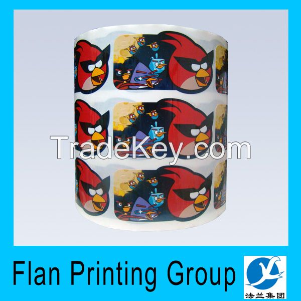 Wholesale cute cartoon custom waterproof roll label/sticker