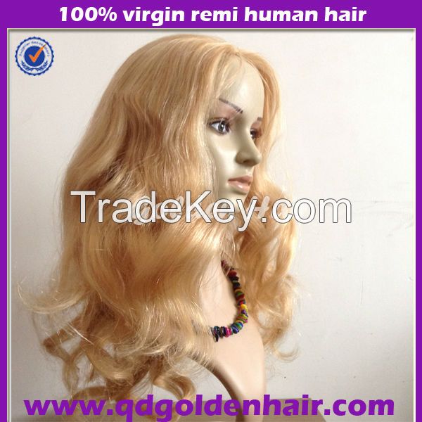 Golden Hair 5A High Quality  Long Blonde Human Hair Wig For Women