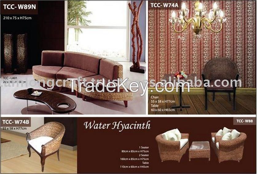 Water hyacinth sofa set, middle liiving sofa, guest room furniture