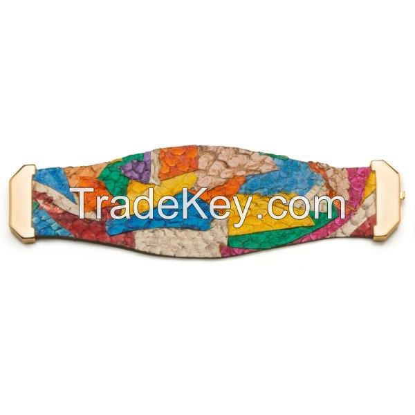 Brazilian Handmade leather bracelet  with Fish Mosaic