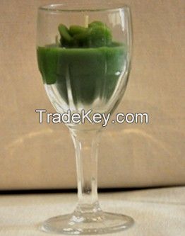 Green Color Tea light Candle with Glass Holder