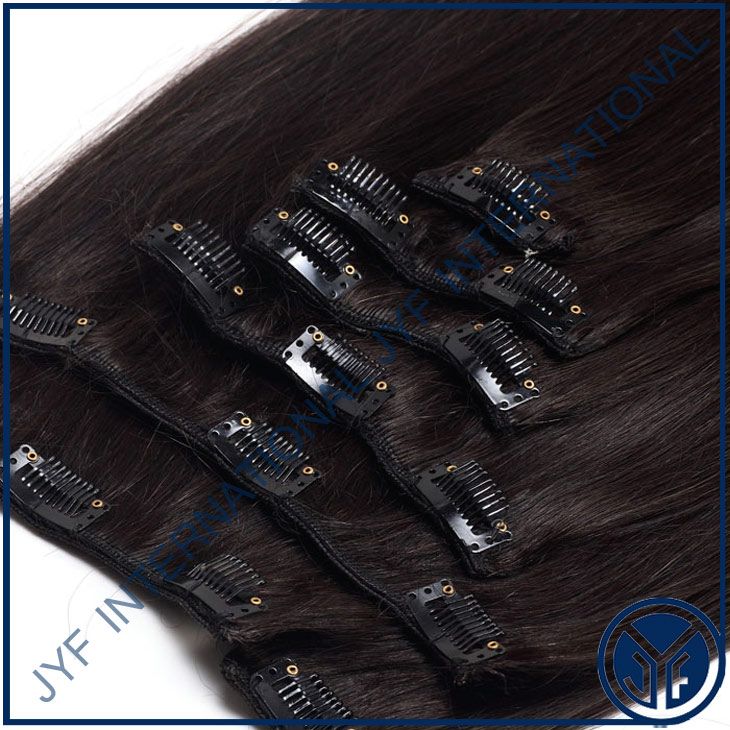 Clip In Hair Remy Hair 18" Straight Color 1B# 85Gr Ful Head IN STOCK 