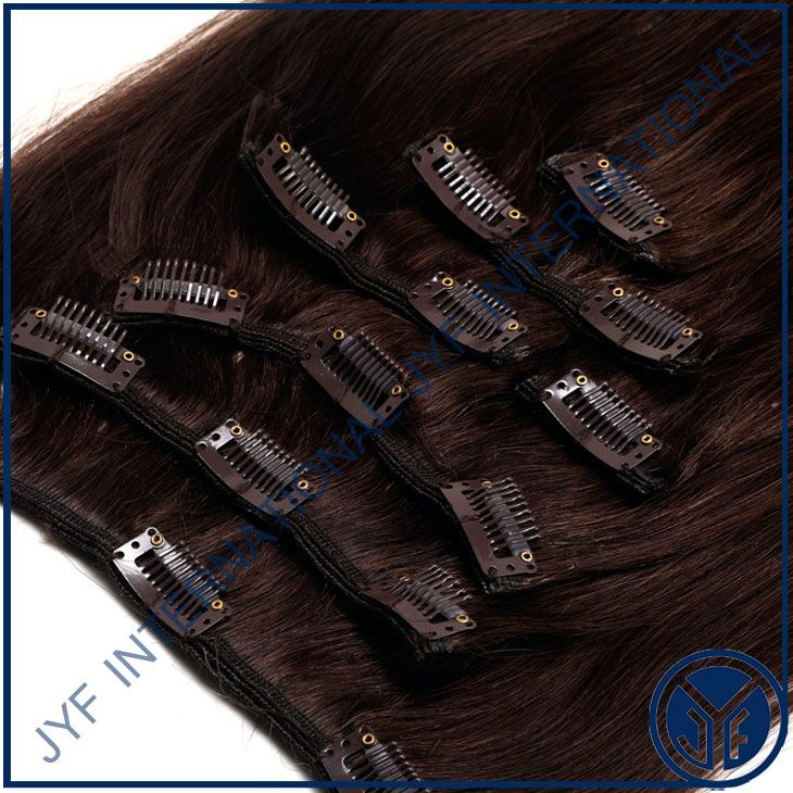 Clip In Hair Remy Hair 18" Straight Color 2# 85Gr Ful Head IN STOCK 