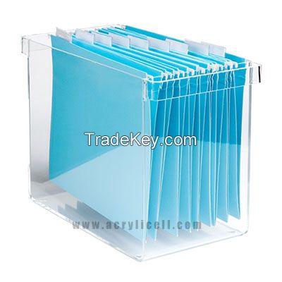 Clear Hanging Plastic File Box Acrylic Desk Accessories Organzier