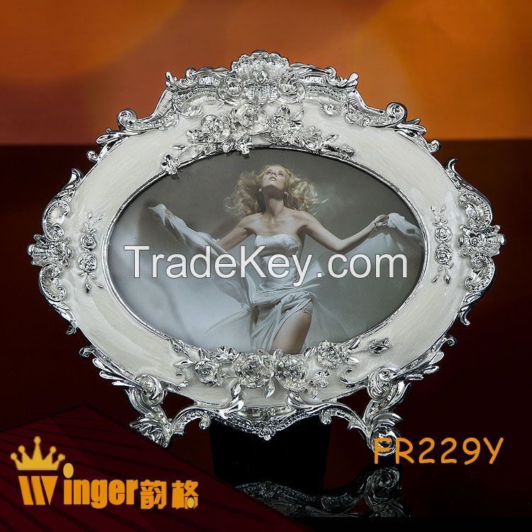 Children Table Stand Metal Picture Frames Sweet Warm Gift Pearl Decoration 3inch Round Frame Baby Kids Photo Wall