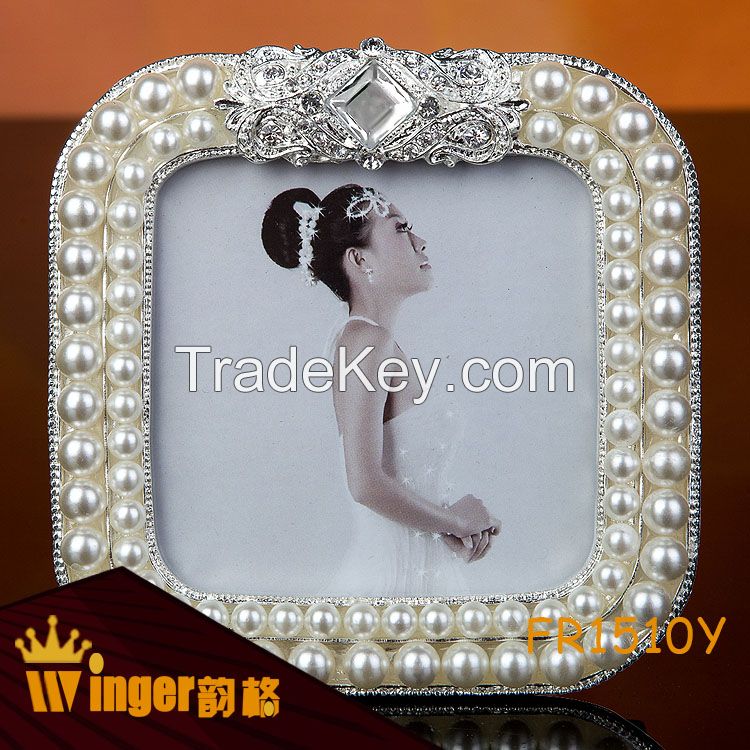 Children Table Stand Metal Picture Frames Sweet Warm Gift Pearl Decoration 3inch Round Frame Baby Kids Photo Wall