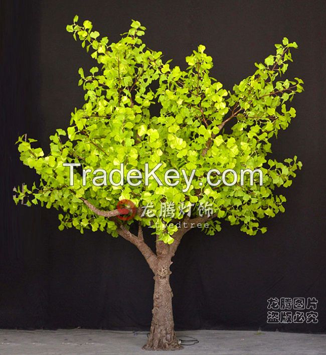 Artificial Gingko leaves decoration led square light tree