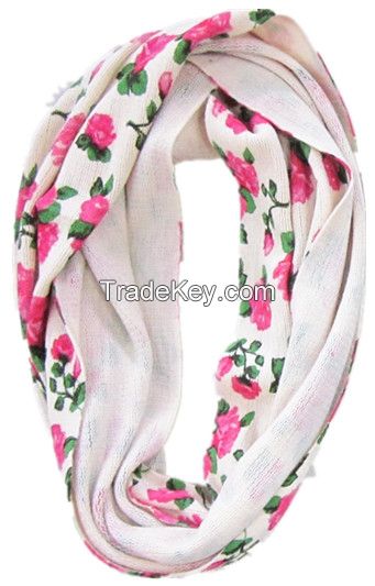 Rose printed ring scarf 