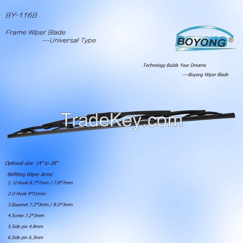 by-116b Traditional Metal Wiper Blade Fiting for More Than 95% Car Types
