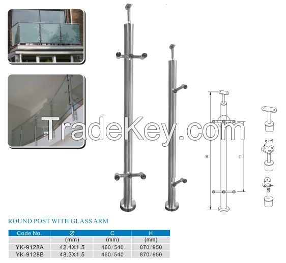 stainless steel stair balustrade with glass arm