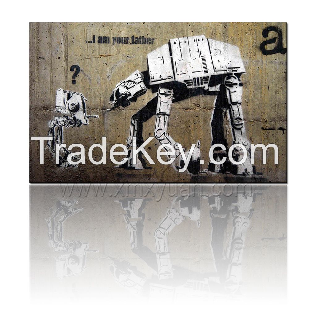 Stretched Canvas Art, Banksy Street Graffiti Art, &quot;I am Your Father&quot;, 80x50cm, Liven Up Home Office Hotel Decor painting