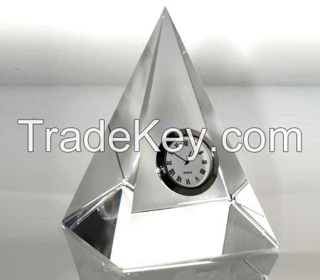 custom design crystal glass desk table clock for office table decoration