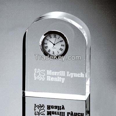 custom design crystal glass desk table clock for office table decoration