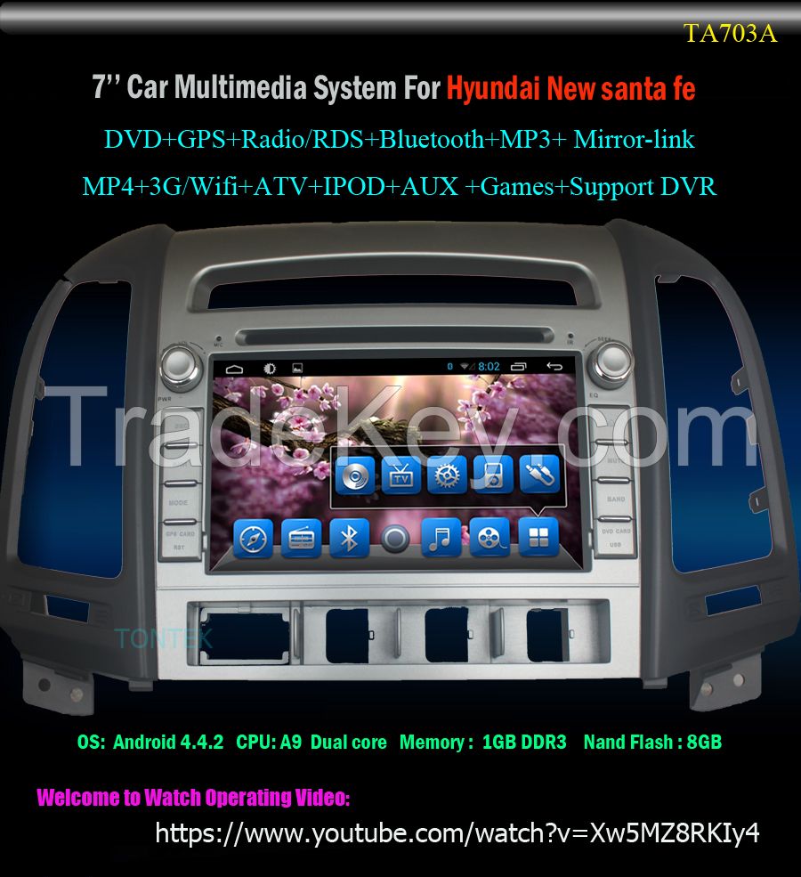 hyundai santa fe car dvd player with mirror link dvr steering wheel