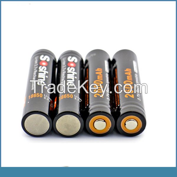 soshine low Resistance li ion 18500 battery 3.7v 1400mah