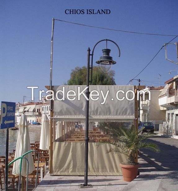 Lamp post with one aluminium lighting