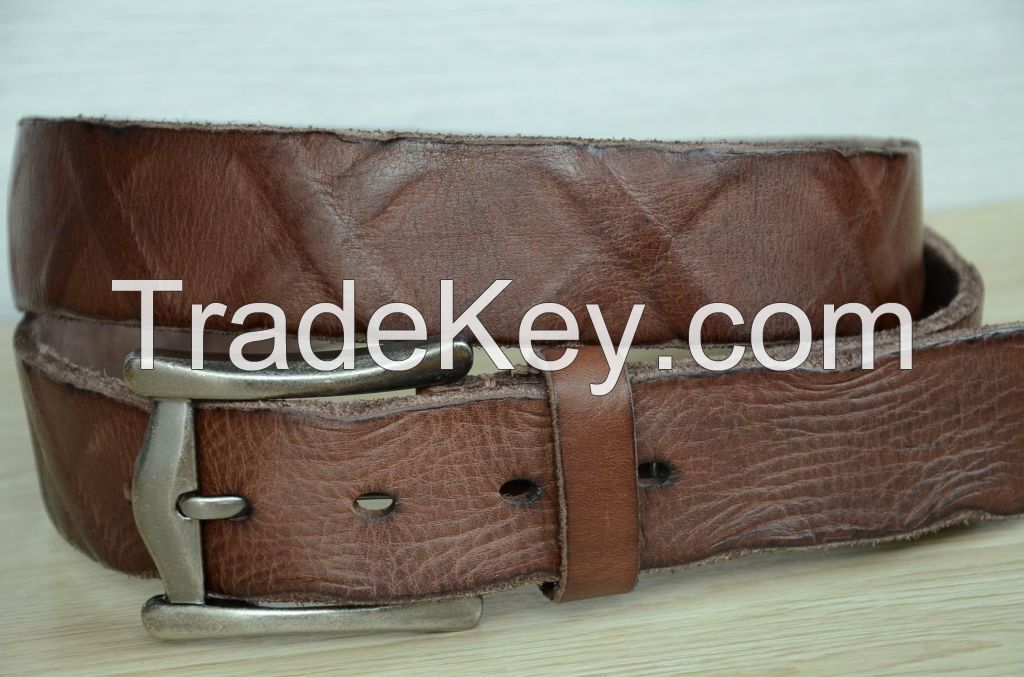 100% Genuine Cowskin leather belt Men's belt Brown Durable Distressed Cowhide Belt 