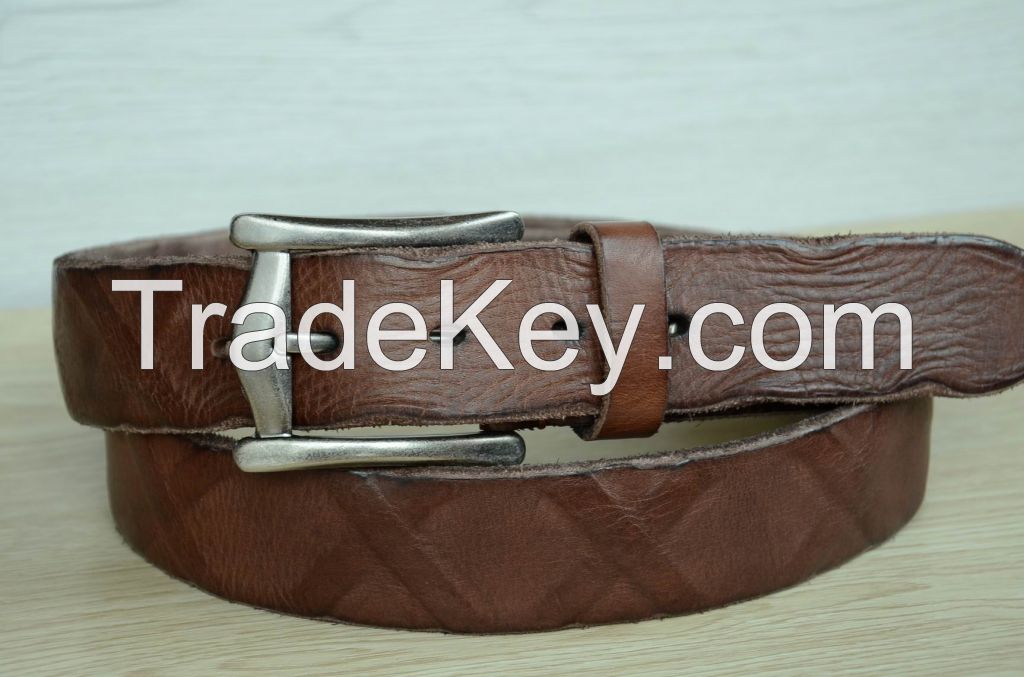 100% Genuine Cowskin leather belt Men's belt Brown Durable Distressed Cowhide Belt 