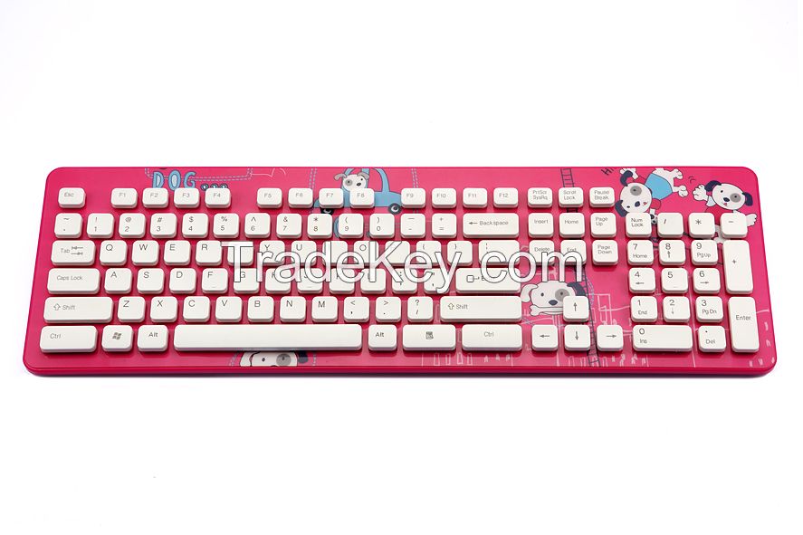 Cartoon Design Waterproof Standard Wired Colorful USB Standard Keyboard VT-610 With CE, FCC