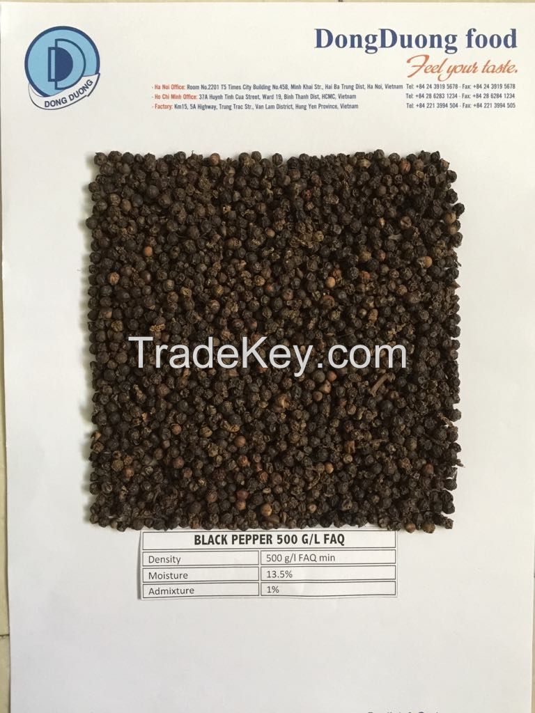 Vietnam Black Pepper 500 g/l FAQ_ Dong Duong Food