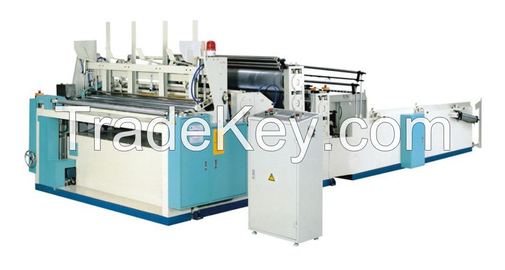 Tissue rewinding perforating machine