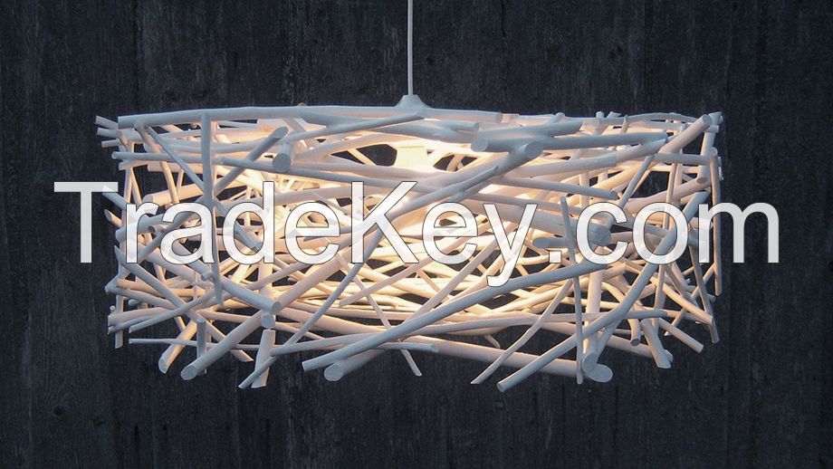 Pendant lamp made of painted branches