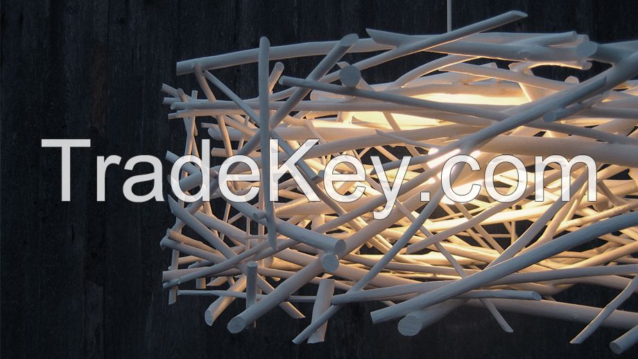 Pendant lamp made of painted branches