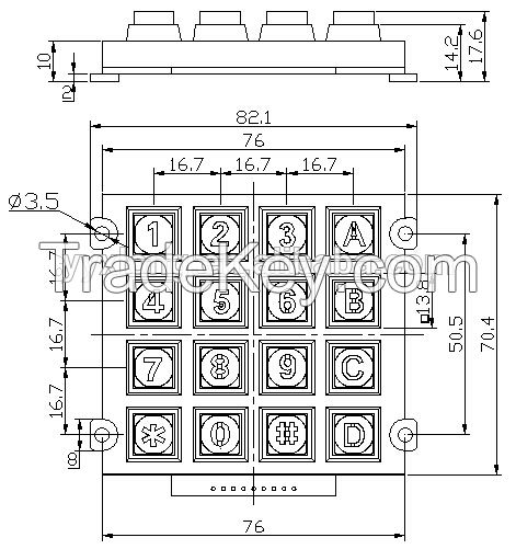 zinc alloy 4x4 metal keypad digital door lock and cabinet security electronic keypad