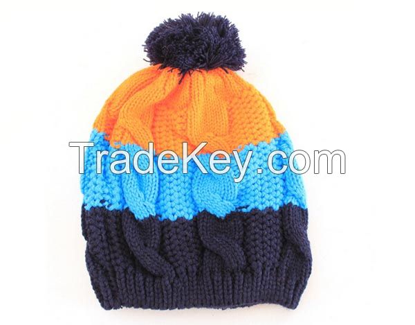 Cute Knitted Winter Hat with Head ball for kids