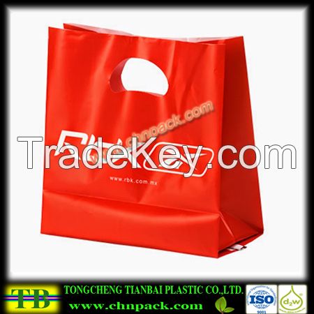 high quality plastic die cut handle bag,patch handle die cut plastic bags  