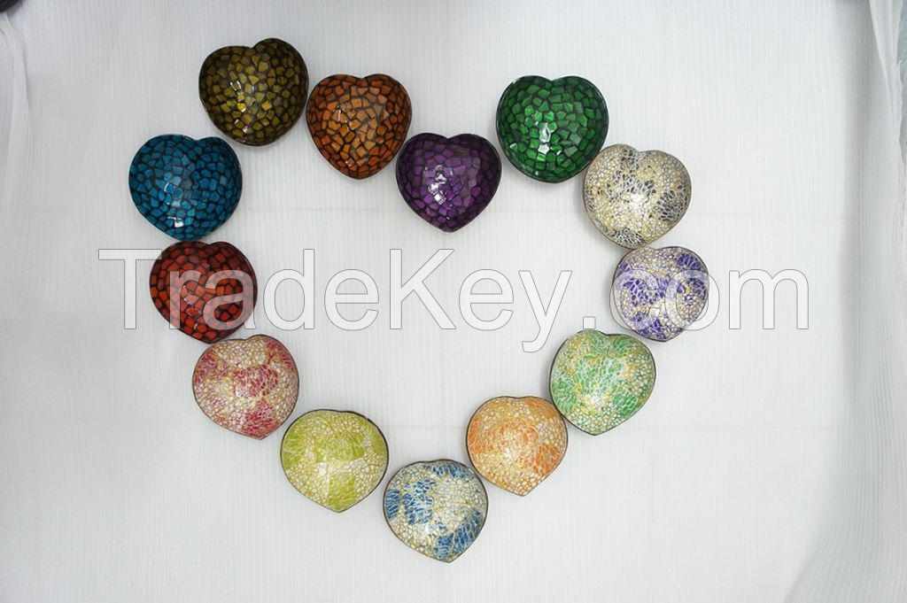 coconut shell bowl lacquerware eggshell inlaid heart shape handmade in Vietnam high quality bowl