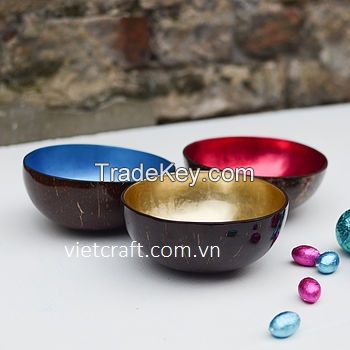 coconut shell bowl blue color eggshell inlaid handmade in Vietnam high quality bowl