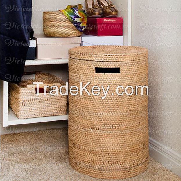 rattan basket laundry basket for household handwoven in Vietnam