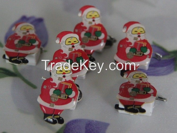 LED Santa Clause Brooche Pin Shining Christmas Gifts