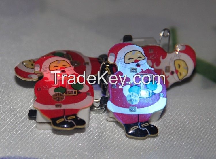 LED Santa Clause Brooche Pin Shining Christmas Gifts