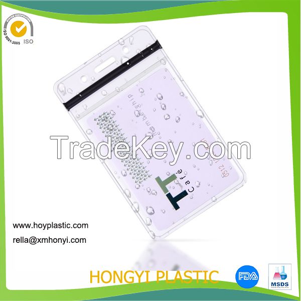 Clear PVC badge holder for exhibition, waterproof PVC id card pouch