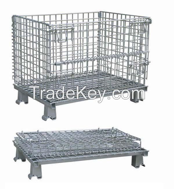 FOLDING storage cage, wire  container, mesh cage(FOR MARKET OR WAREHOUSE)  manufacturer direct sales high qulity and low cost